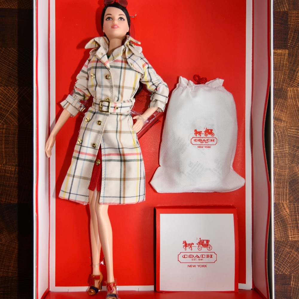 Coach Plaid Trench Coat Doll with Accessories